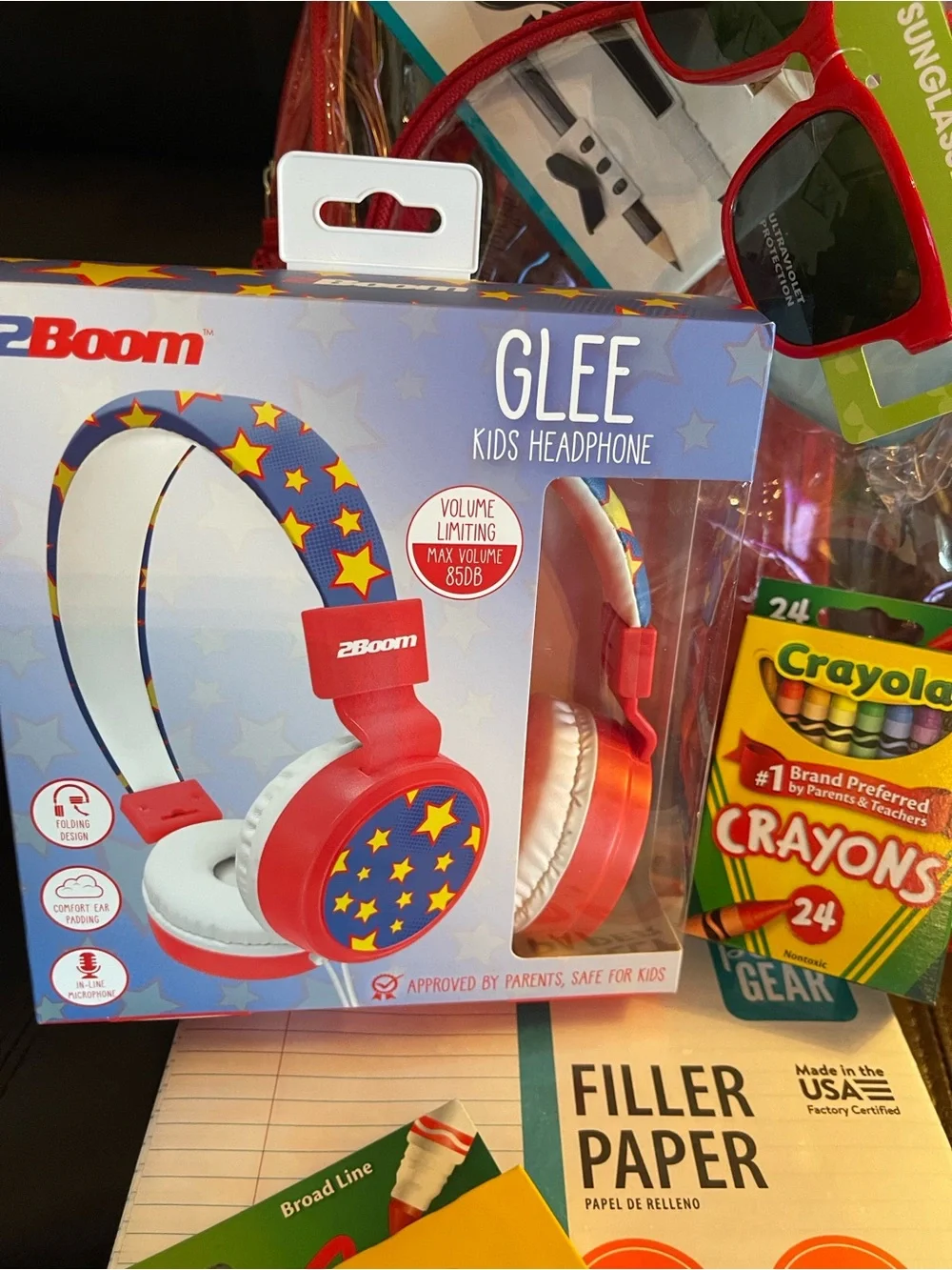 Crayola Clear Backpack with Red Accents and Assorted Art Supplies